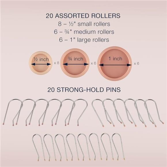 Double Ceramic Hot Rollers – 1/2", 3/4", 1" Rollers, Includes Clips - Picture 2 of 7